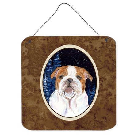 MICASA 6 x 6 in. Starry Night English Bulldog Aluminium Metal Wall or Door Hanging Prints MI228843